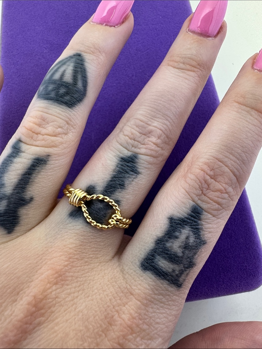 💛 Vintage Gold Plated Nautical Rope Knot Ring | Minimalist Stacking NOS - Picture 3 of 7